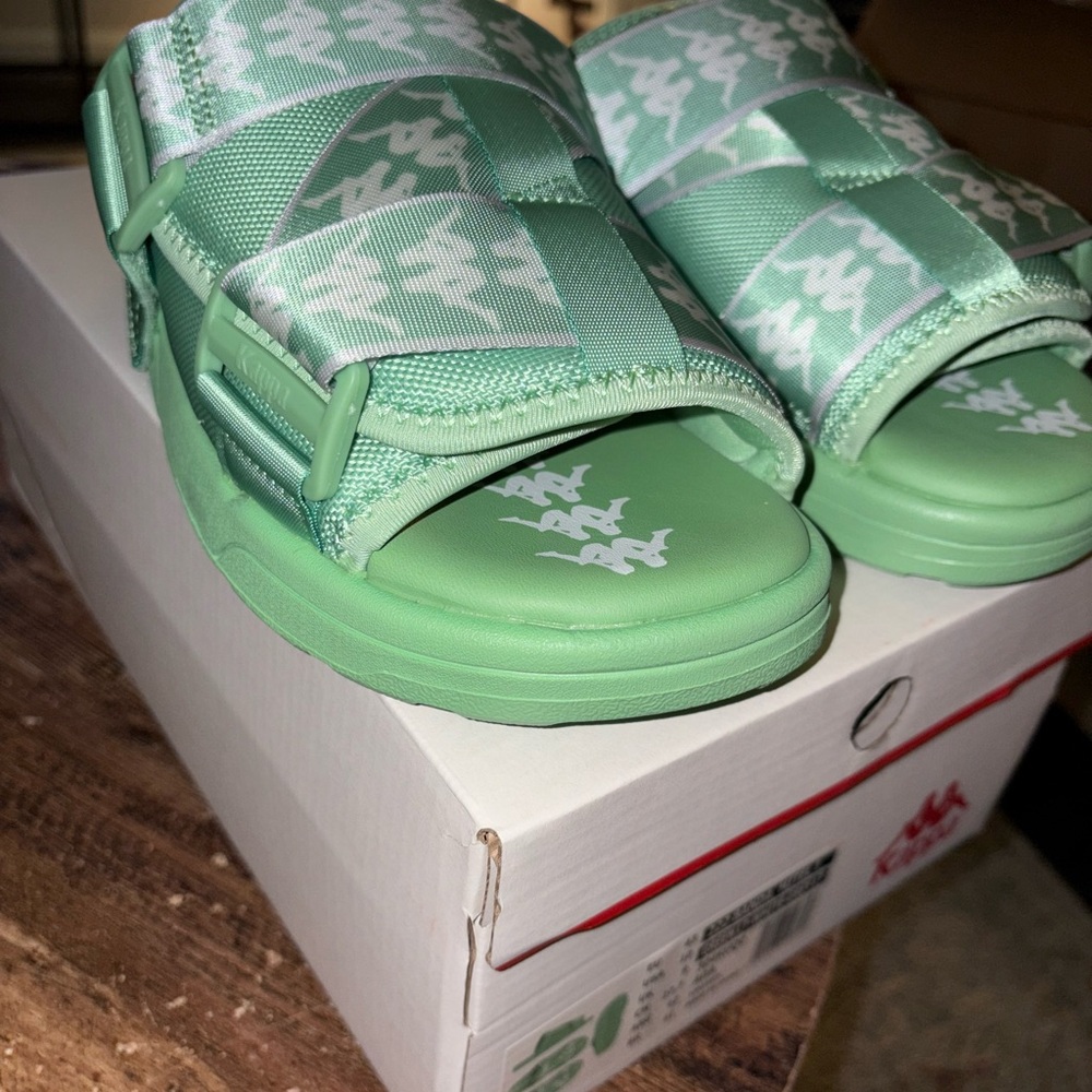 Kappa Green Sandals Sporty Slide Design